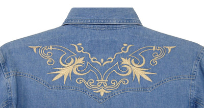 White Horse Ranch Mens Denim Embroidery Shirt