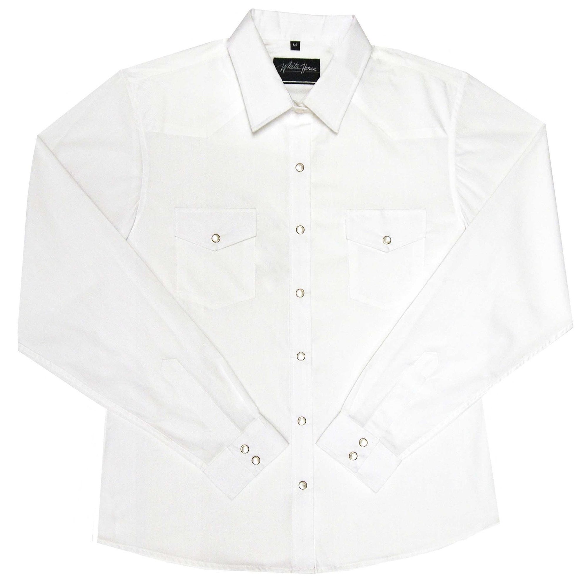 White Horse Womens Solid White Western Shirt White Horse Womens Solid White Western Shirt
