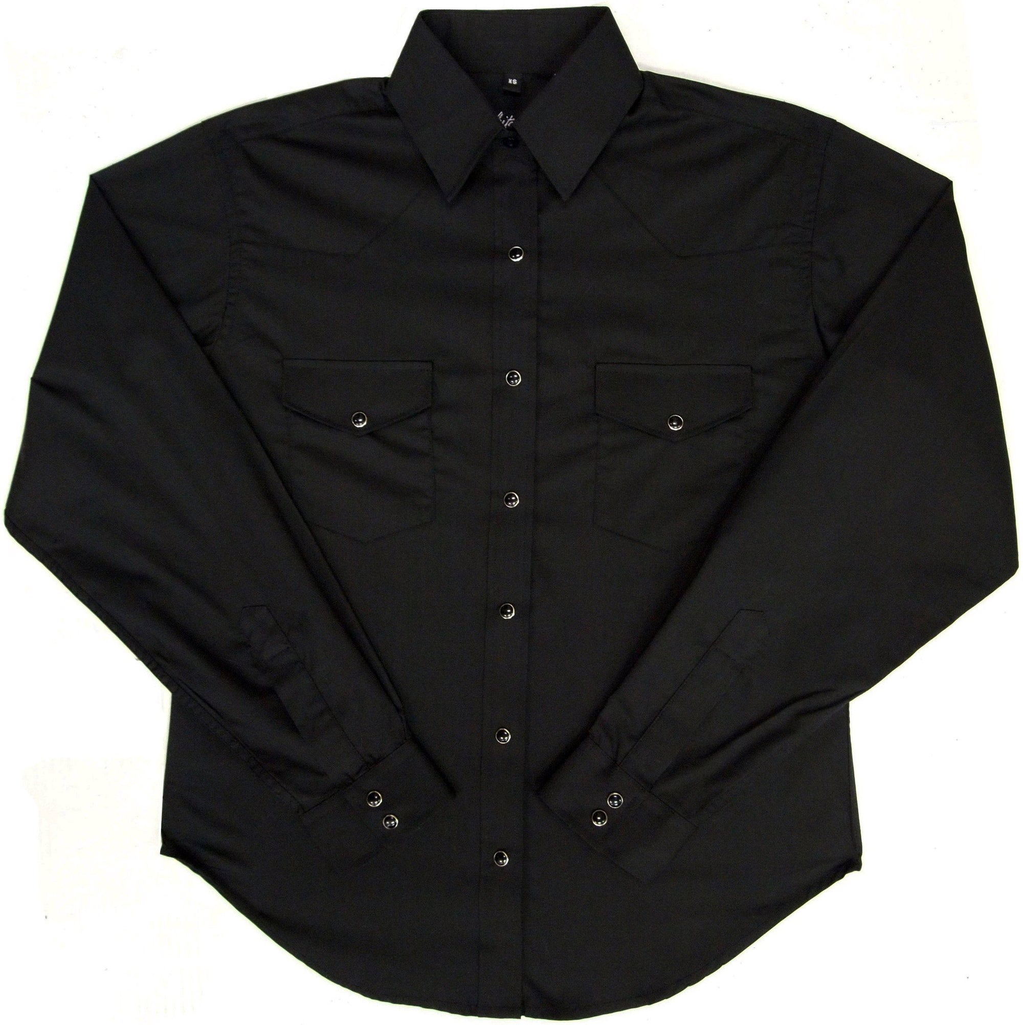 White Horse Womens Solid Black Western Shirt