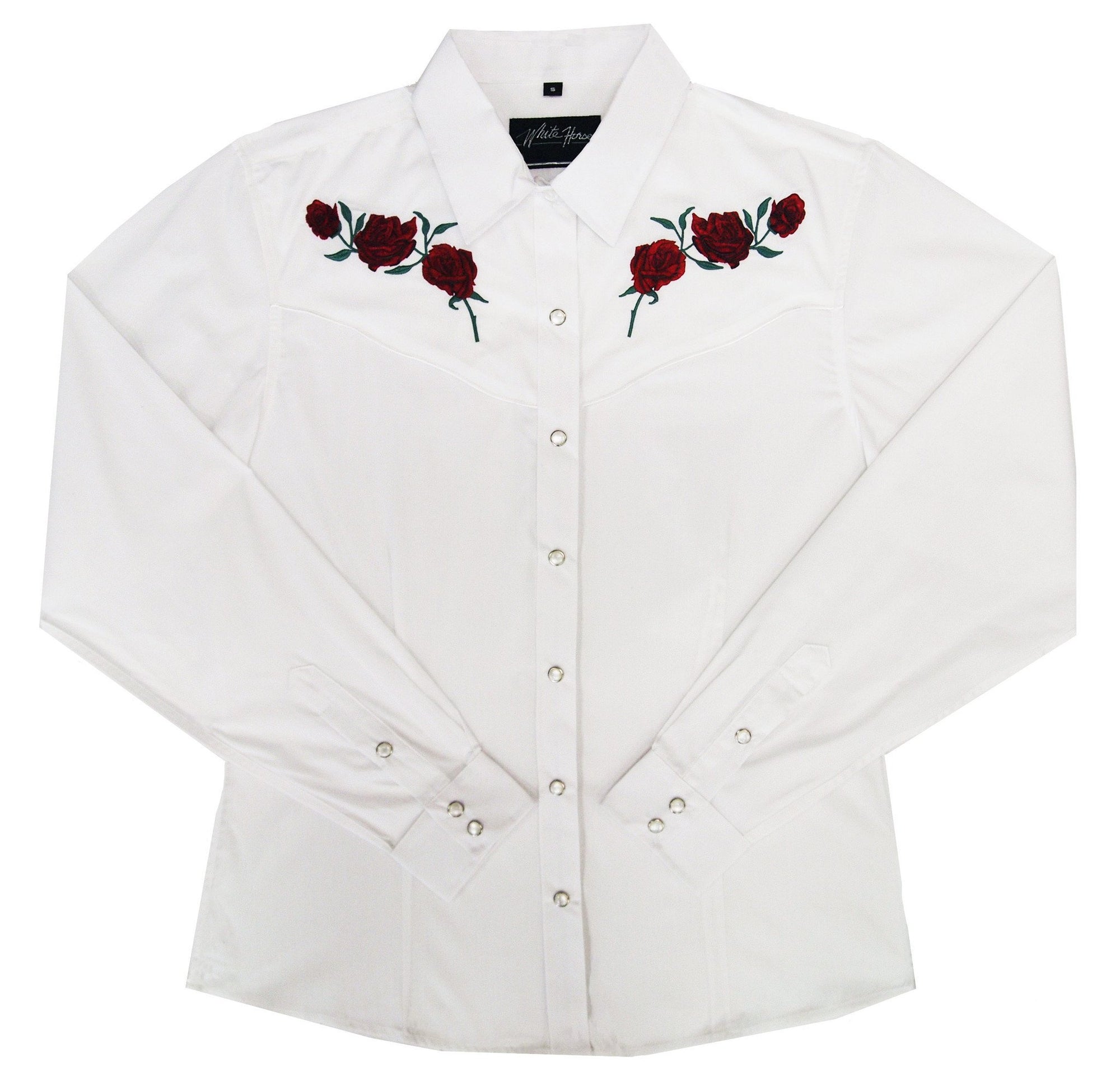White Horse Womens Red Rose Western Shirt