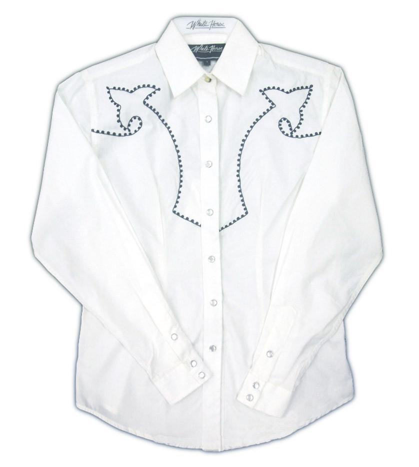 White Horse Womens Embroidered Western Shirt