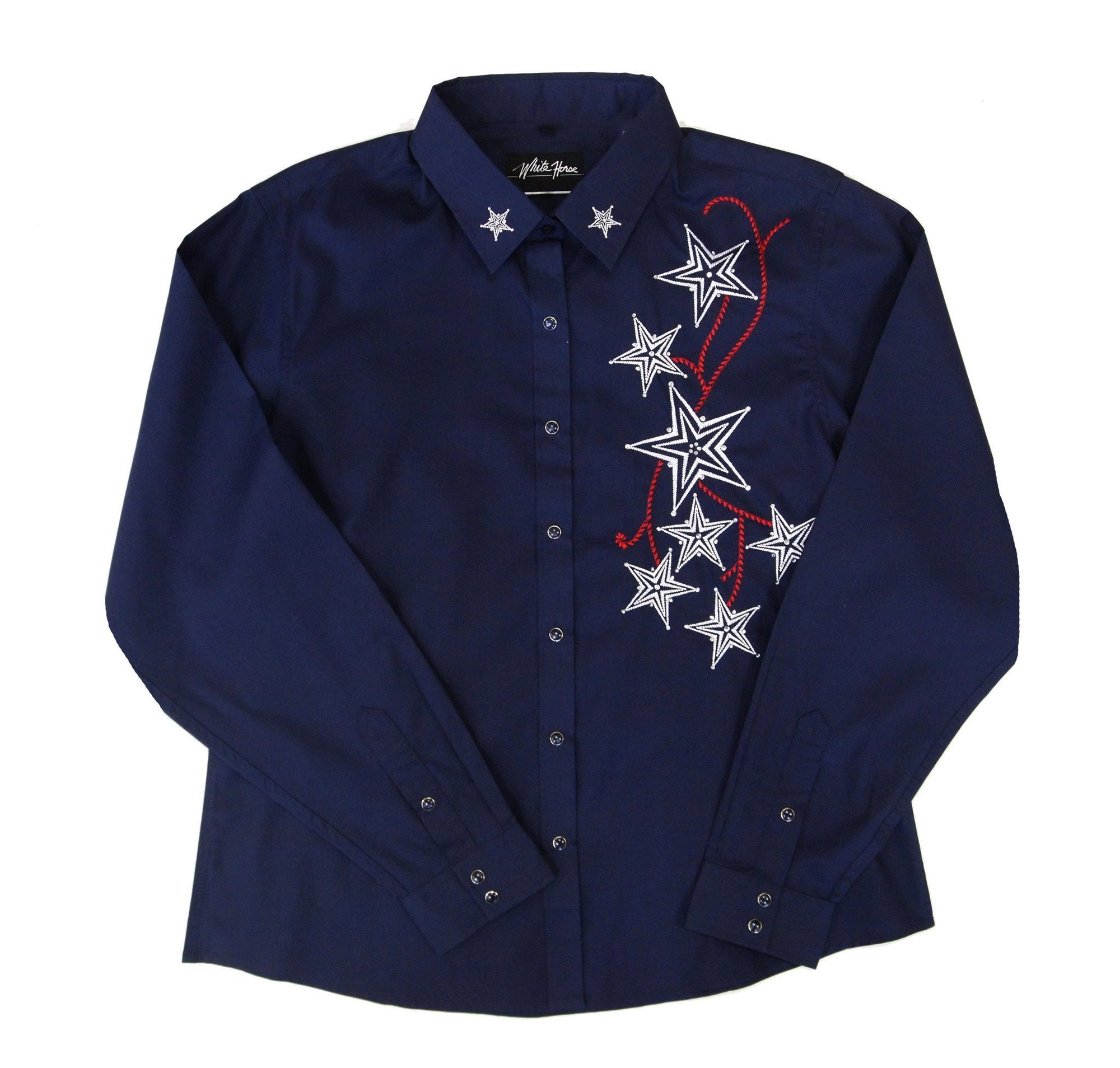 White Horse Womens Embroidered Stars Western Shirt