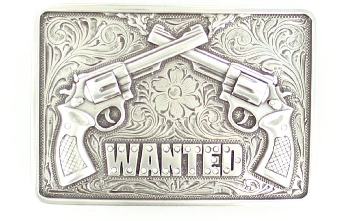 M & F Western Products "Wanted" Rectangle Belt Buckle
