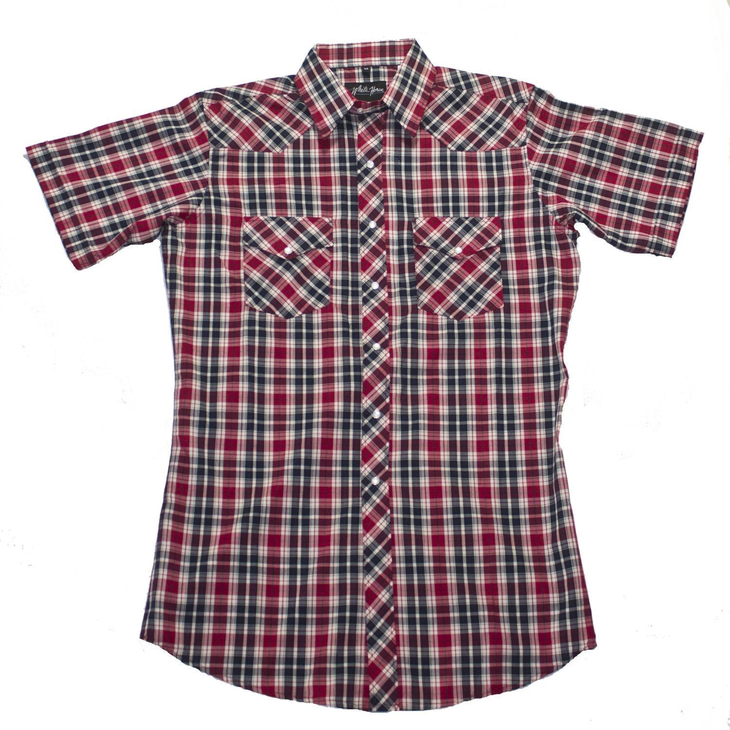 White Horse Mens Plaid Western Shirt