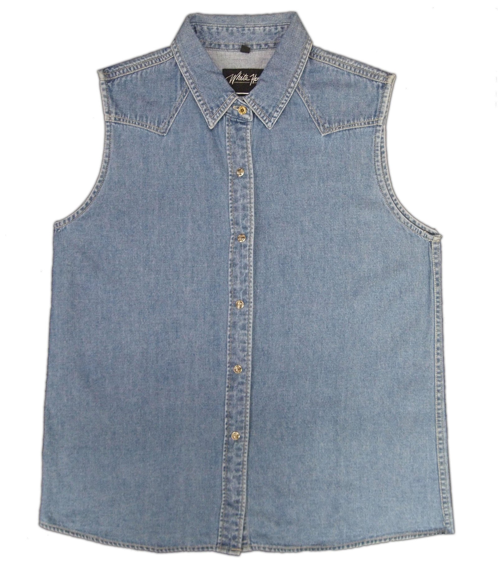 White Horse Womens Denim Western Top