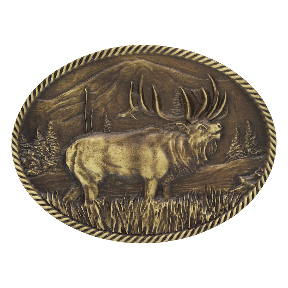 Montana Silversmiths Sculpted Wild Elk Heritage Attitude Buckle