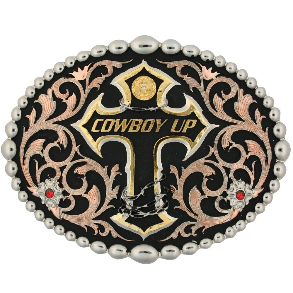 Montana Silversmiths Tri Color Cowboy Up Attitude Buckle