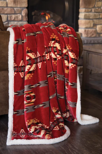 Carstens Red Southwest Sherpa Throw
