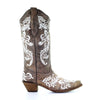 Corral Women's Brown/White Embroidery Western Boot
