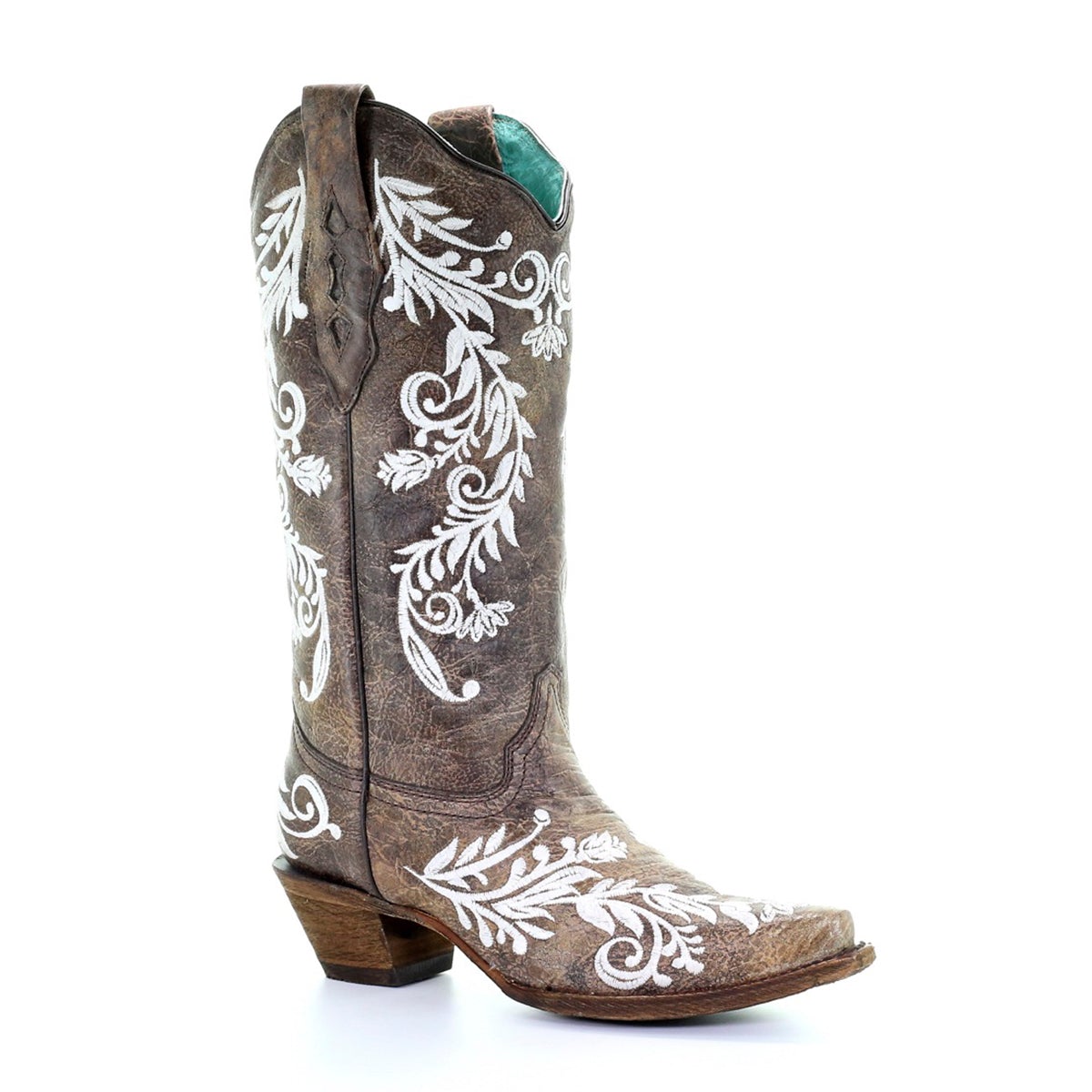 Corral Women's Brown/White Embroidery Western Boot