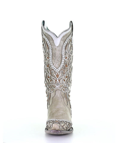 Corral Women's White Overlay Studded Western Boot