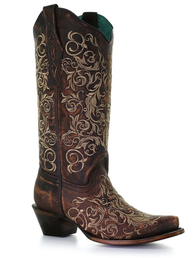 Corral Women's Floral Snip Toe Western Boot
