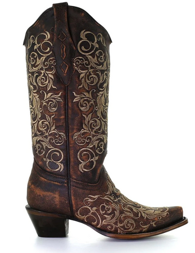Corral Women's Floral Snip Toe Western Boot
