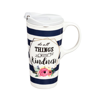Evergreen Ceramic Travel Cup - Do All Things With Kindness
