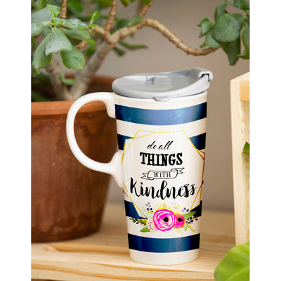Evergreen Ceramic Travel Cup - Do All Things With Kindness