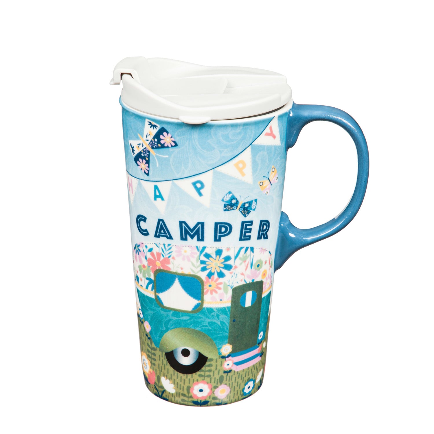 Evergreen Ceramic Travel Cup - Happy Camper