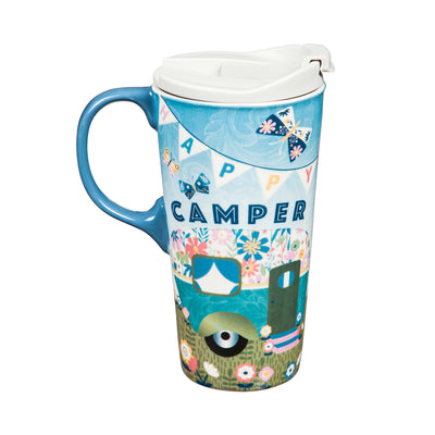 Evergreen Ceramic Travel Cup - Happy Camper