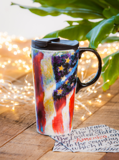 Evergreen Ceramic Travel Cup - American Flag