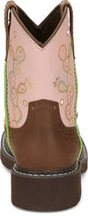 Justin Girl's Glitzi Pink/Tan Cactus Print Western Boot