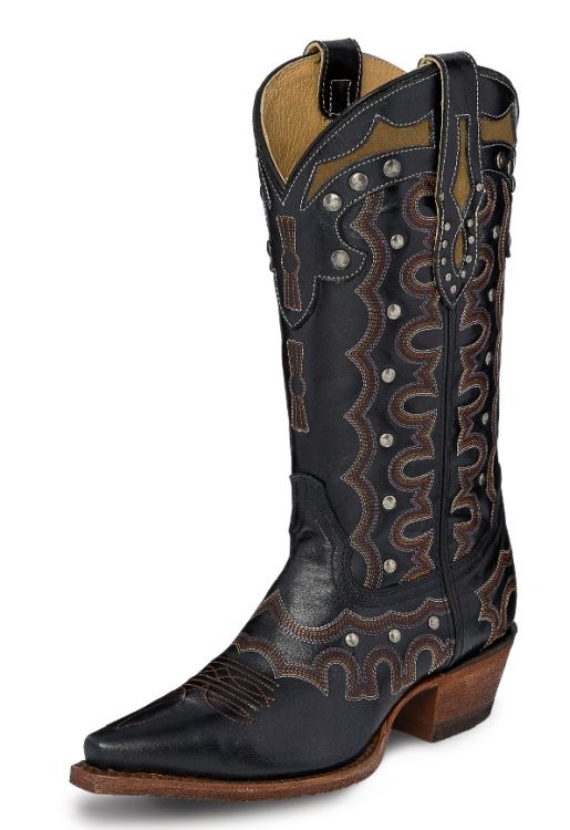 Justin Women's 12" Black Onyx Snip Toe Western Boot