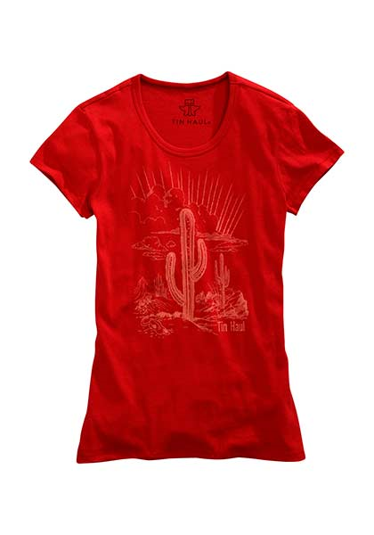 Tin Haul Women's Knit Desert Cactus Print T-Shirt
