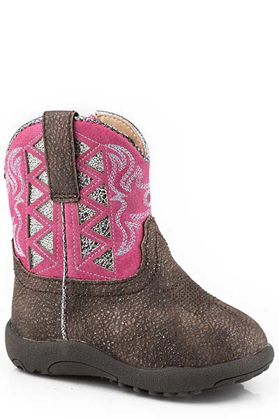 Roper Infant's Cowbabies Pink/Silver Fashion Boot