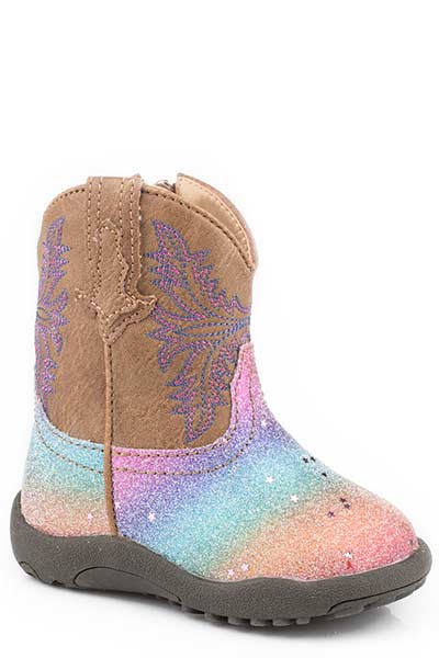 Roper Infant's Cowbabies Rainbow Glitter Fashion Boot