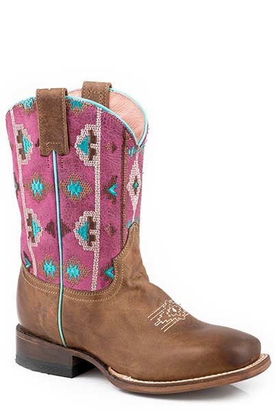 Roper Big Kid's Aztec Embroidery Western Boot