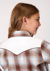 Roper Girl's Retro Brown Plaid Shirt