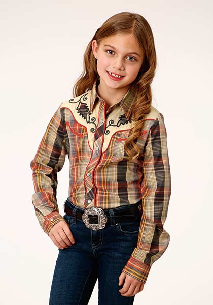 Roper Girl's Western Harvest Plaid Snap Shirt