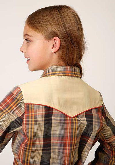 Roper Girl's Western Harvest Plaid Snap Shirt