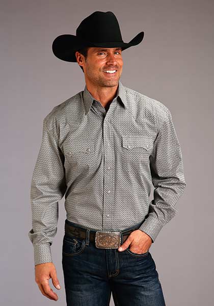 Stetson Men's Long Sleeve Allover Print Western Shirt