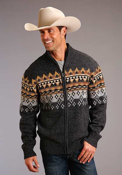 Knit Cardigan Aztec Print Cardigan Mens Stetson Men's Wool Blend