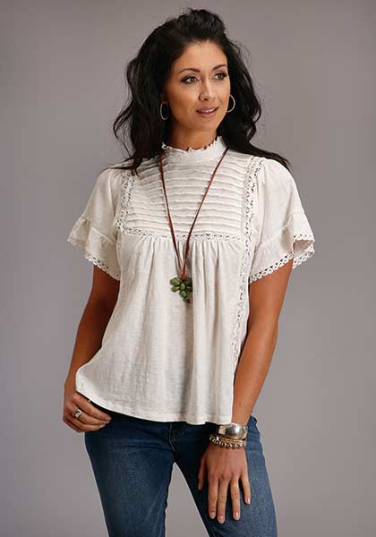 Stetson Women's Cream Jersey Slub Blouse