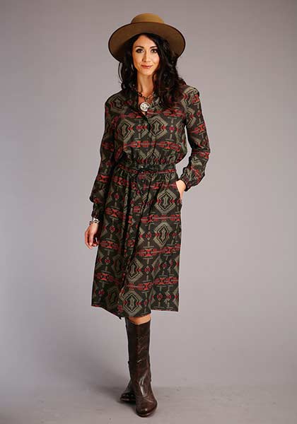 Stetson Women's Challis Blanket Print Dress
