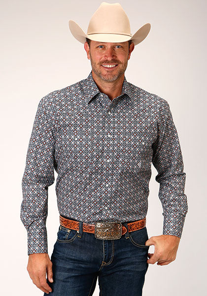 【HUECLOSET】Western Check Shirt R5888 Wrangler Mens Western Blue Plaid Shirt | Shop Online