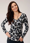 Roper Women's Long Sleeve Cheetah Print Top