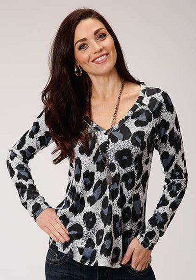 Roper Women's Long Sleeve Cheetah Print Top