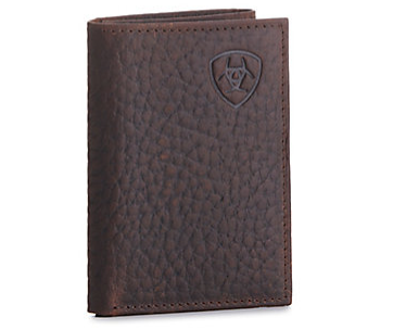 Ariat Men's Embossed Shield Logo Trifold Wallet