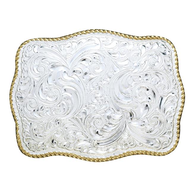 Crumrine Rectangle Rope Edge Scroll Belt Buckle