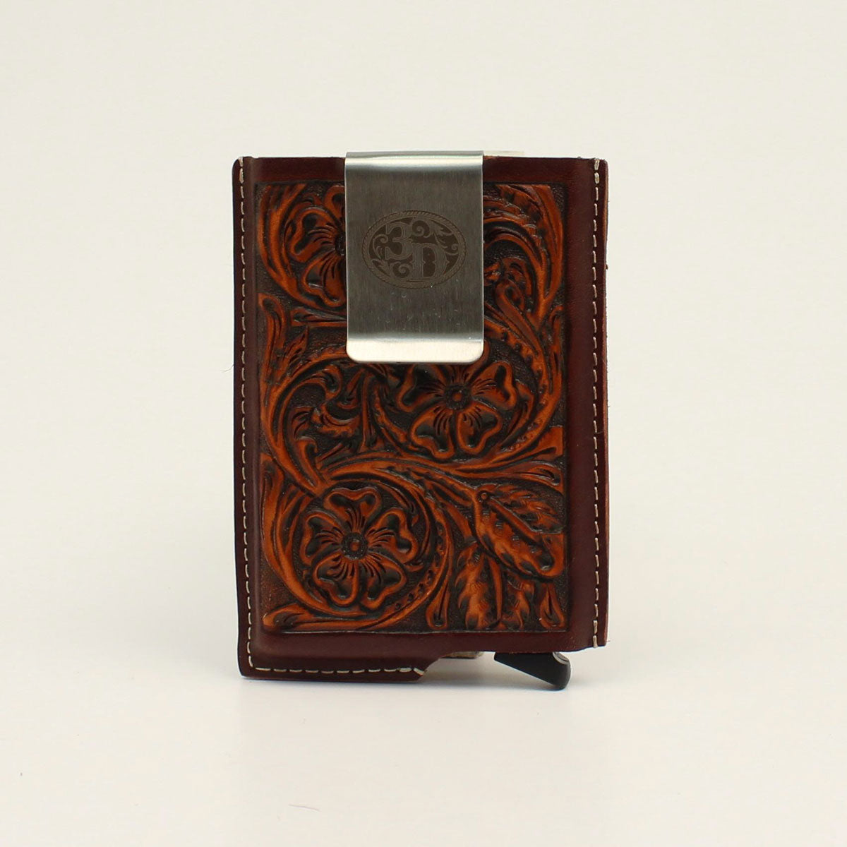 3D Men's Tooled Smart Wallet - Brown