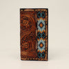 3D Men's Floral Tooled Bead Inlay Rodeo Wallet