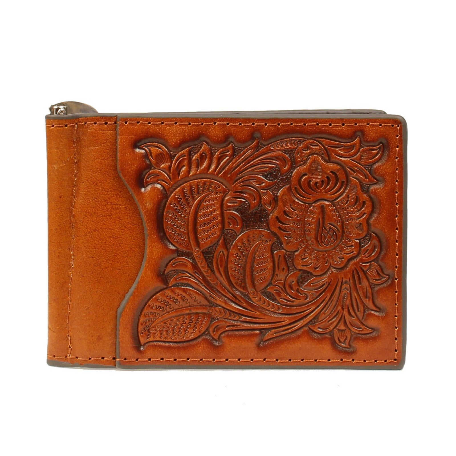 Nocona Men's Floral Embossed Design Bifold/Money Clip