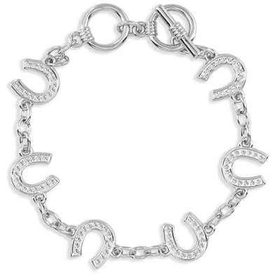 Montana Silversmith Crystal Clear Lucky Horseshoe Link Bracelet