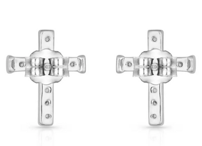 Montana Silversmiths Quiet Faith, Tiny Crystal Cross Earrings