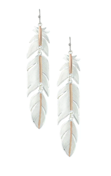 Montana Silversmiths Rose Gold Plume Feather Earrings