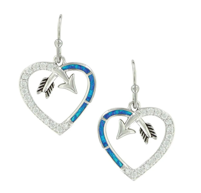 Montana Silversmiths Follow Your Arrow Opal Heart Earrings
