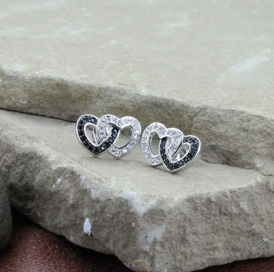 Montana Silversmith Black Crystal Double Heart Earrings