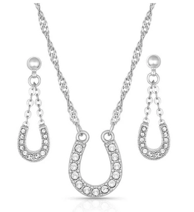 Montana Silversmith Crystal Clear Lucky Horseshoe Jewelry Set