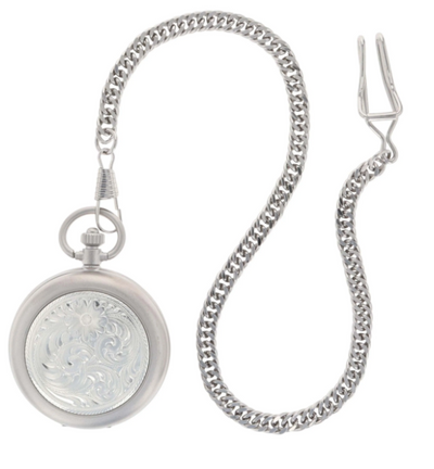 Montana Silversmith Engraved Silver, Small Silver Inlay, Pocket Watch